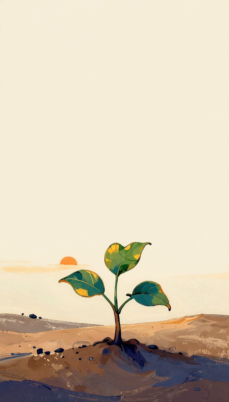 A warm hand-painted BuddhaBits illustration with a quiet contemplative mood.