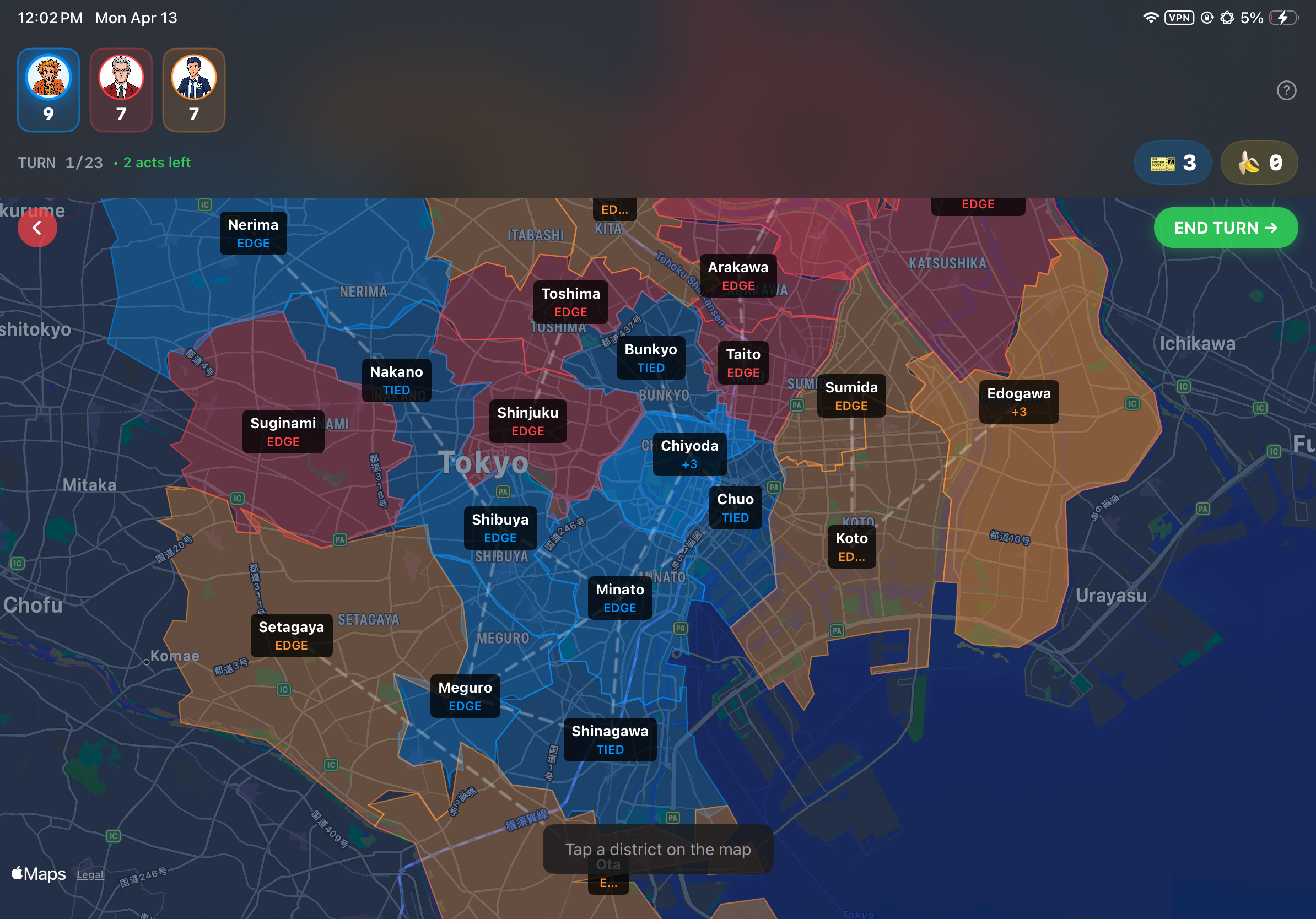 Tokyo map gameplay